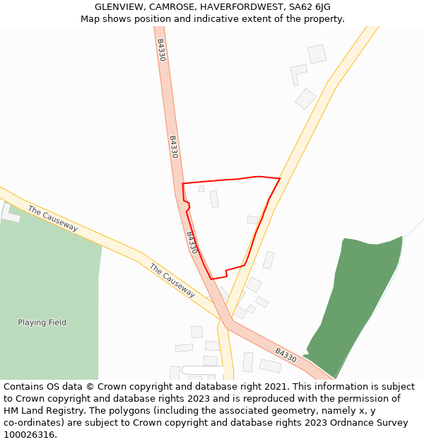 GLENVIEW, CAMROSE, HAVERFORDWEST, SA62 6JG: Location map and indicative extent of plot