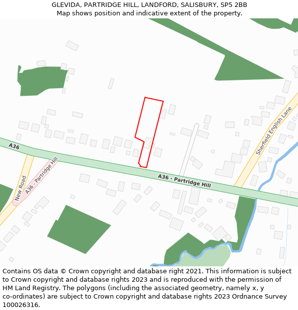 GLEVIDA, PARTRIDGE HILL, LANDFORD, SALISBURY, SP5 2BB: Location map and indicative extent of plot