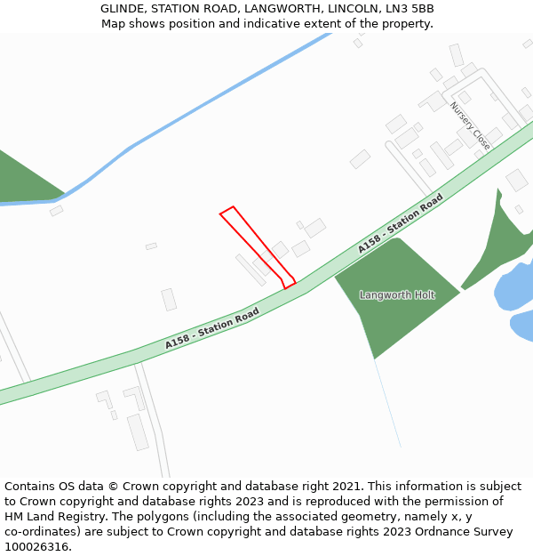 GLINDE, STATION ROAD, LANGWORTH, LINCOLN, LN3 5BB: Location map and indicative extent of plot