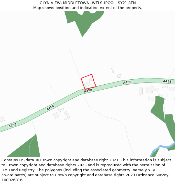 GLYN VIEW, MIDDLETOWN, WELSHPOOL, SY21 8EN: Location map and indicative extent of plot