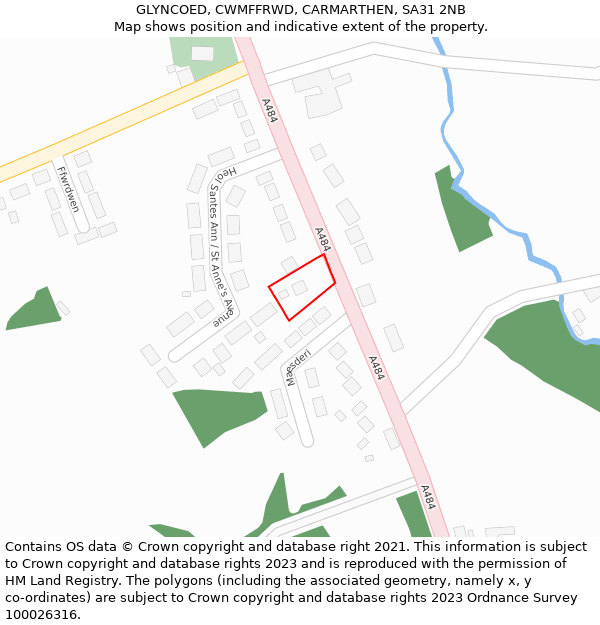 GLYNCOED, CWMFFRWD, CARMARTHEN, SA31 2NB: Location map and indicative extent of plot