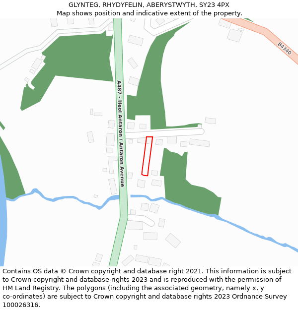 GLYNTEG, RHYDYFELIN, ABERYSTWYTH, SY23 4PX: Location map and indicative extent of plot