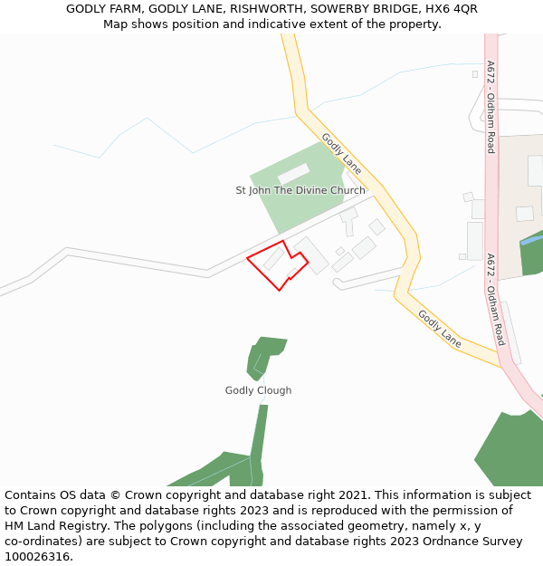 GODLY FARM, GODLY LANE, RISHWORTH, SOWERBY BRIDGE, HX6 4QR: Location map and indicative extent of plot