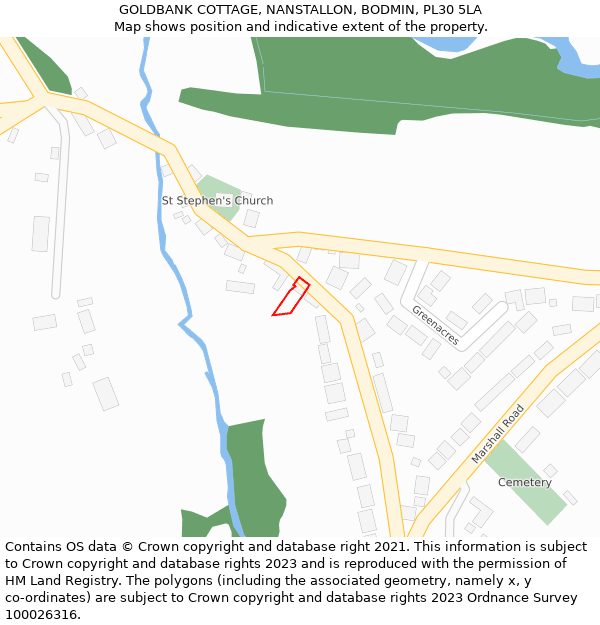 GOLDBANK COTTAGE, NANSTALLON, BODMIN, PL30 5LA: Location map and indicative extent of plot