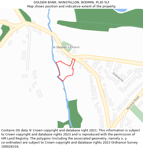 GOLDEN BANK, NANSTALLON, BODMIN, PL30 5LF: Location map and indicative extent of plot