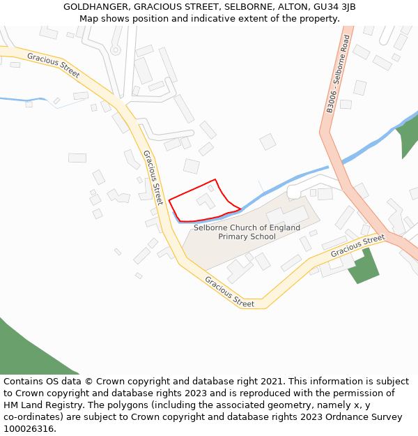 GOLDHANGER, GRACIOUS STREET, SELBORNE, ALTON, GU34 3JB: Location map and indicative extent of plot