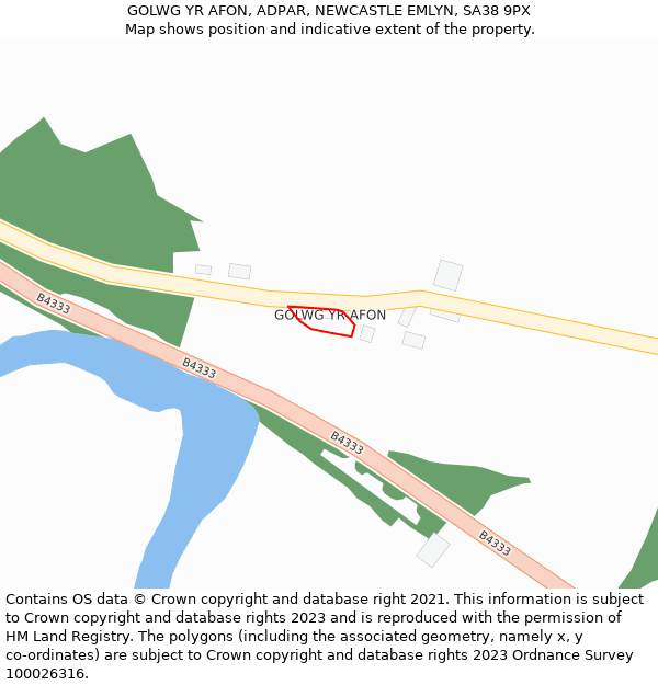 GOLWG YR AFON, ADPAR, NEWCASTLE EMLYN, SA38 9PX: Location map and indicative extent of plot