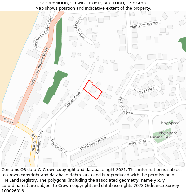 GOODAMOOR, GRANGE ROAD, BIDEFORD, EX39 4AR: Location map and indicative extent of plot