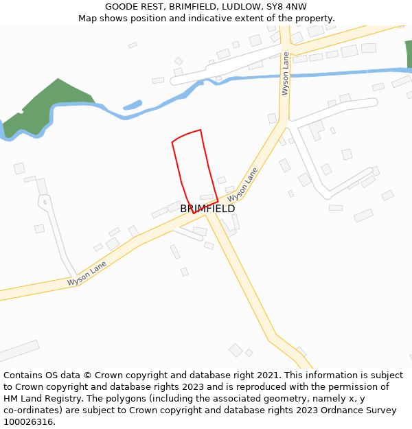 GOODE REST, BRIMFIELD, LUDLOW, SY8 4NW: Location map and indicative extent of plot