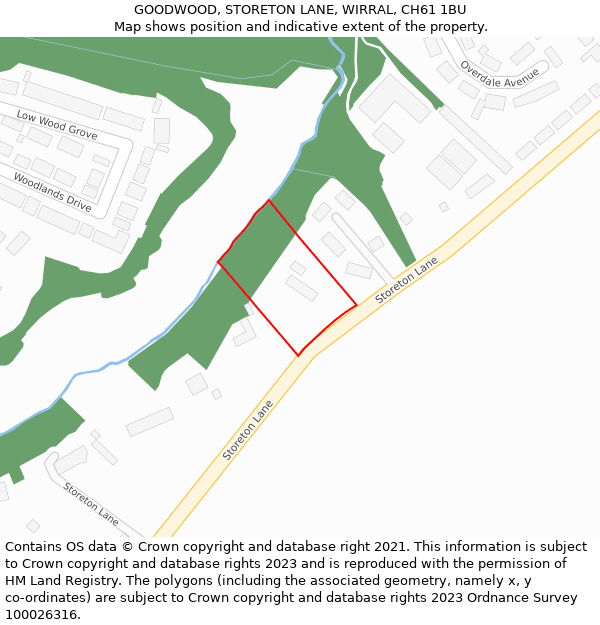 GOODWOOD, STORETON LANE, WIRRAL, CH61 1BU: Location map and indicative extent of plot