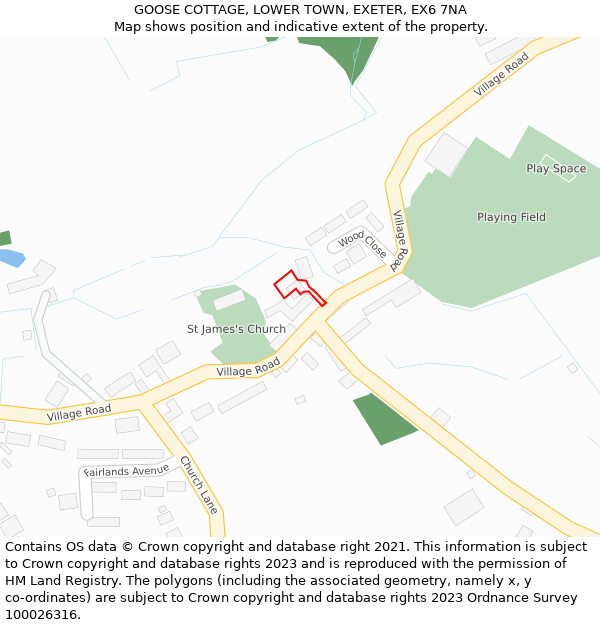 GOOSE COTTAGE, LOWER TOWN, EXETER, EX6 7NA: Location map and indicative extent of plot