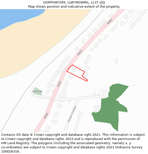 GORPHWYSFA, LLWYNGWRIL, LL37 2JQ: Location map and indicative extent of plot