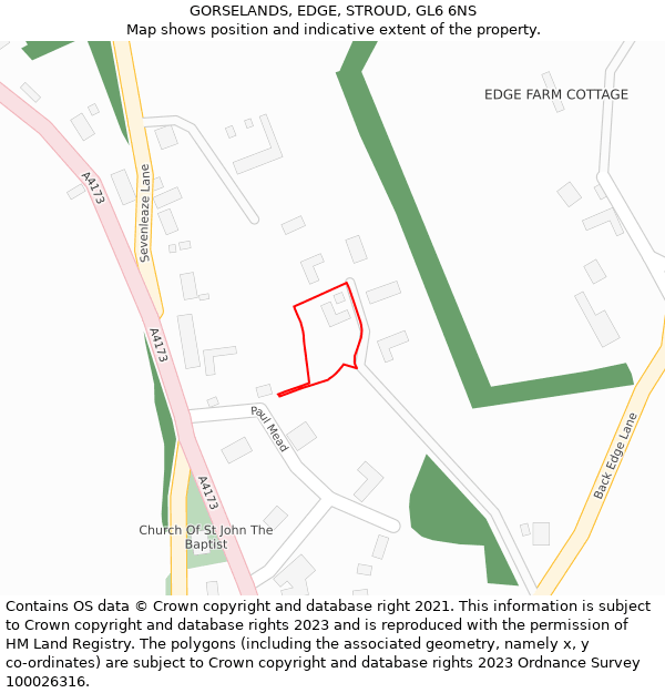 GORSELANDS, EDGE, STROUD, GL6 6NS: Location map and indicative extent of plot