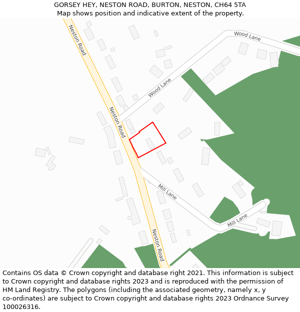 GORSEY HEY, NESTON ROAD, BURTON, NESTON, CH64 5TA: Location map and indicative extent of plot