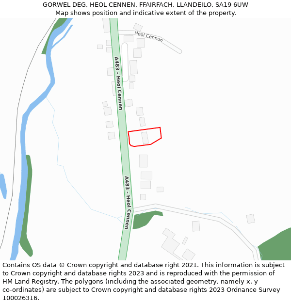 GORWEL DEG, HEOL CENNEN, FFAIRFACH, LLANDEILO, SA19 6UW: Location map and indicative extent of plot