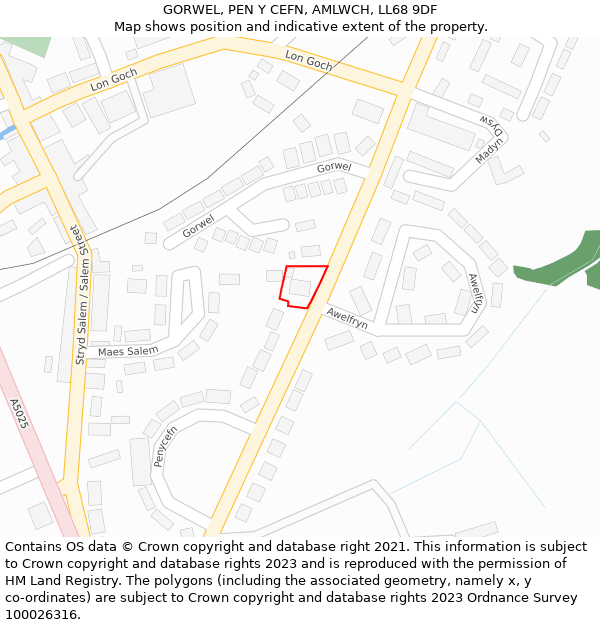 GORWEL, PEN Y CEFN, AMLWCH, LL68 9DF: Location map and indicative extent of plot