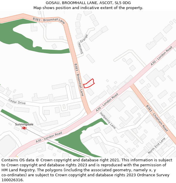 GOSAU, BROOMHALL LANE, ASCOT, SL5 0DG: Location map and indicative extent of plot