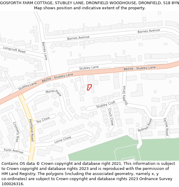 GOSFORTH FARM COTTAGE, STUBLEY LANE, DRONFIELD WOODHOUSE, DRONFIELD, S18 8YN: Location map and indicative extent of plot