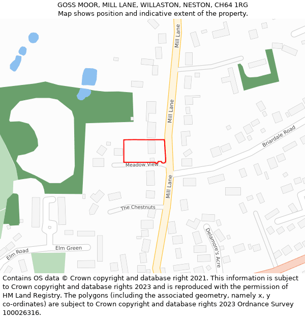 GOSS MOOR, MILL LANE, WILLASTON, NESTON, CH64 1RG: Location map and indicative extent of plot