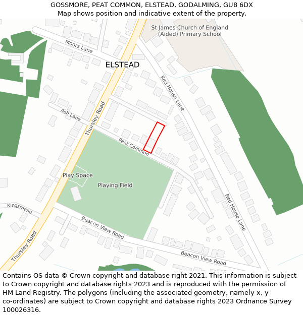 GOSSMORE, PEAT COMMON, ELSTEAD, GODALMING, GU8 6DX: Location map and indicative extent of plot