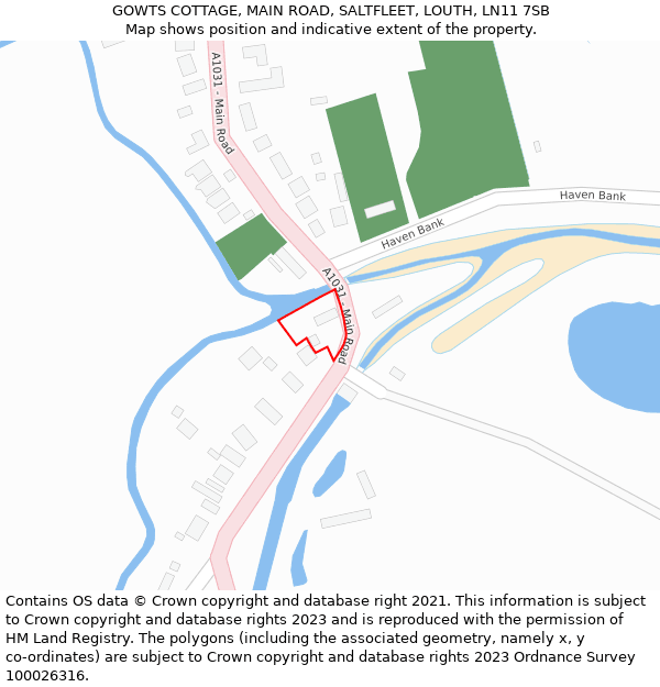 GOWTS COTTAGE, MAIN ROAD, SALTFLEET, LOUTH, LN11 7SB: Location map and indicative extent of plot