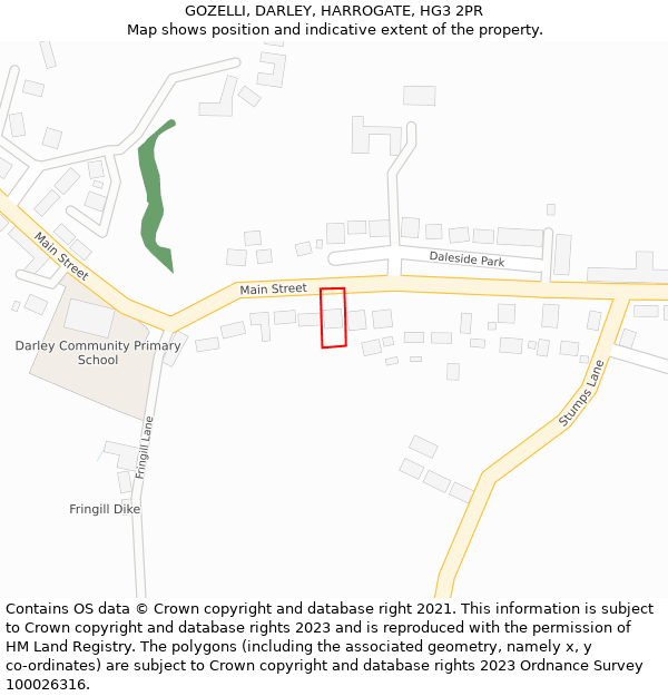 GOZELLI, DARLEY, HARROGATE, HG3 2PR: Location map and indicative extent of plot