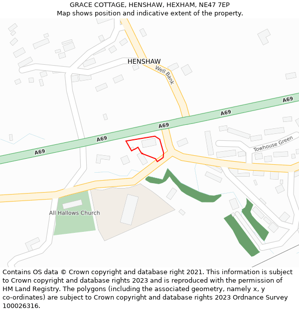 GRACE COTTAGE, HENSHAW, HEXHAM, NE47 7EP: Location map and indicative extent of plot