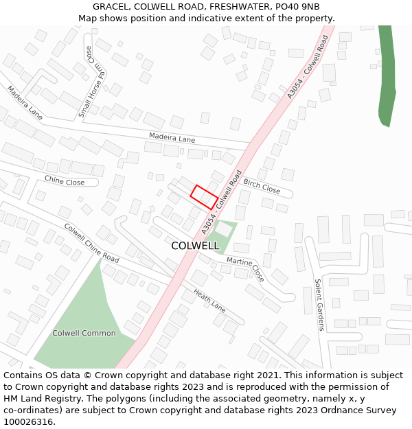 GRACEL, COLWELL ROAD, FRESHWATER, PO40 9NB: Location map and indicative extent of plot