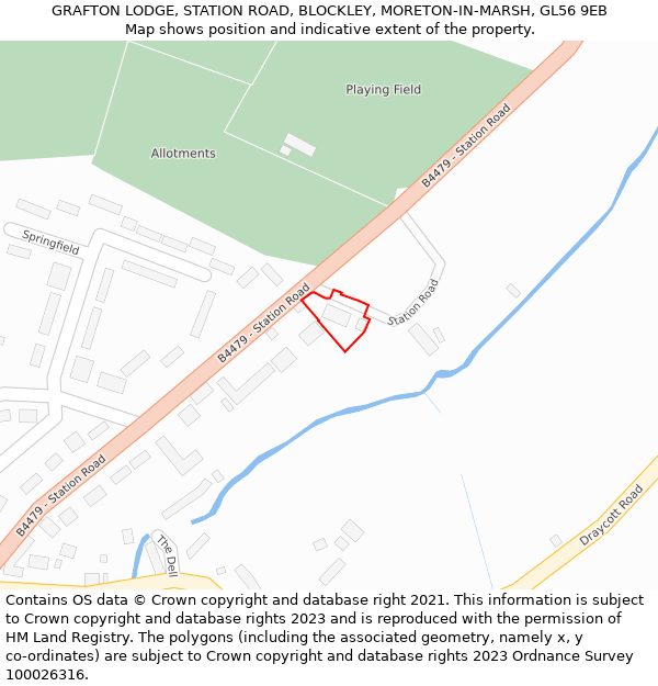 GRAFTON LODGE, STATION ROAD, BLOCKLEY, MORETON-IN-MARSH, GL56 9EB: Location map and indicative extent of plot