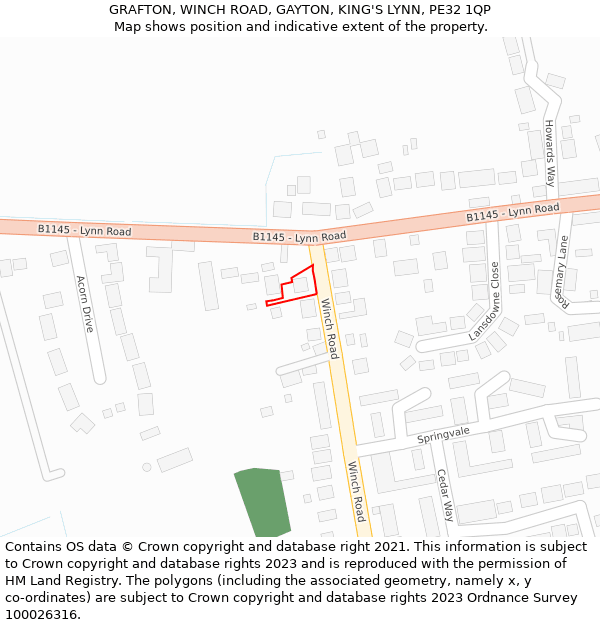 GRAFTON, WINCH ROAD, GAYTON, KING'S LYNN, PE32 1QP: Location map and indicative extent of plot