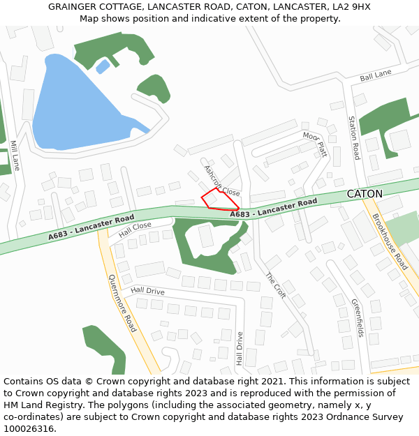 GRAINGER COTTAGE, LANCASTER ROAD, CATON, LANCASTER, LA2 9HX: Location map and indicative extent of plot