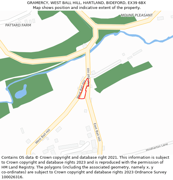 GRAMERCY, WEST BALL HILL, HARTLAND, BIDEFORD, EX39 6BX: Location map and indicative extent of plot