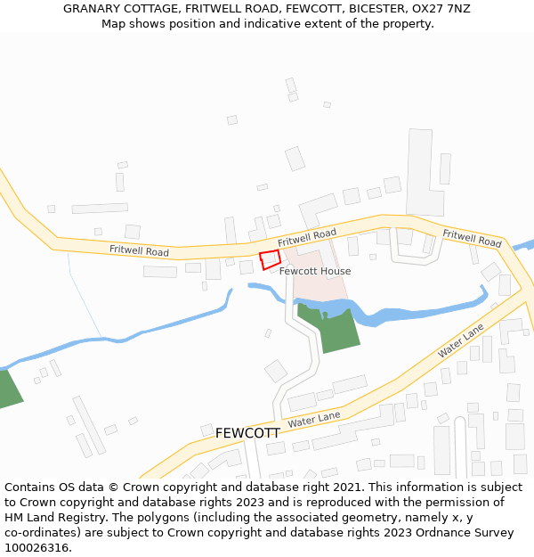 GRANARY COTTAGE, FRITWELL ROAD, FEWCOTT, BICESTER, OX27 7NZ: Location map and indicative extent of plot