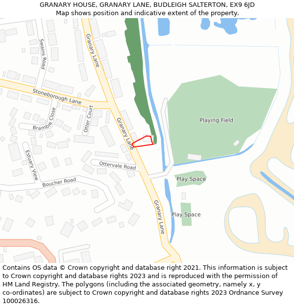 GRANARY HOUSE, GRANARY LANE, BUDLEIGH SALTERTON, EX9 6JD: Location map and indicative extent of plot