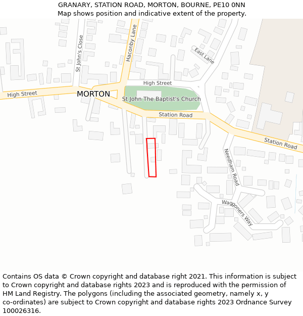 GRANARY, STATION ROAD, MORTON, BOURNE, PE10 0NN: Location map and indicative extent of plot