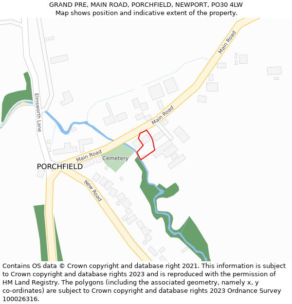 GRAND PRE, MAIN ROAD, PORCHFIELD, NEWPORT, PO30 4LW: Location map and indicative extent of plot