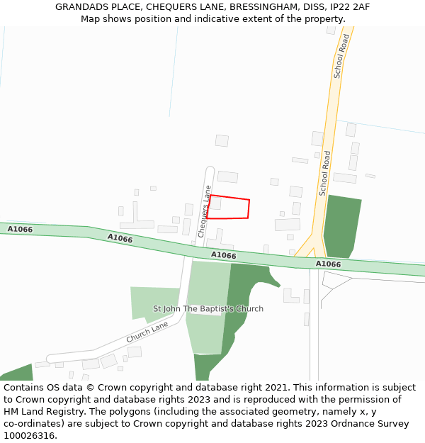 GRANDADS PLACE, CHEQUERS LANE, BRESSINGHAM, DISS, IP22 2AF: Location map and indicative extent of plot