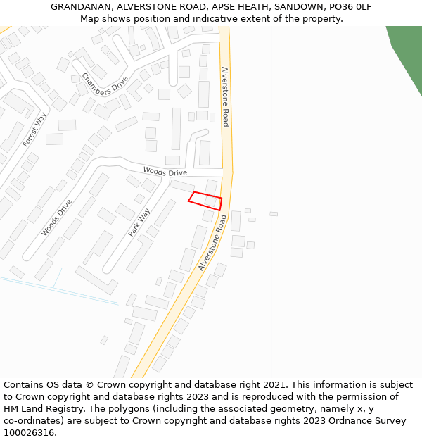 GRANDANAN, ALVERSTONE ROAD, APSE HEATH, SANDOWN, PO36 0LF: Location map and indicative extent of plot