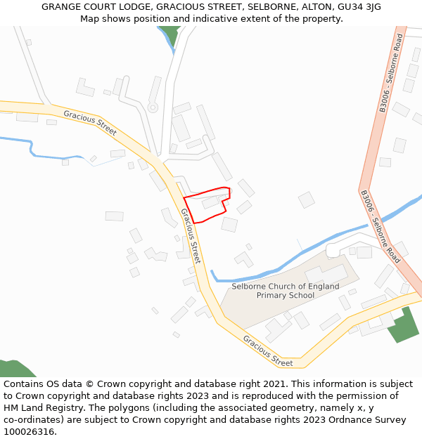 GRANGE COURT LODGE, GRACIOUS STREET, SELBORNE, ALTON, GU34 3JG: Location map and indicative extent of plot