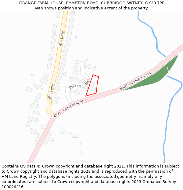 GRANGE FARM HOUSE, BAMPTON ROAD, CURBRIDGE, WITNEY, OX29 7PF: Location map and indicative extent of plot