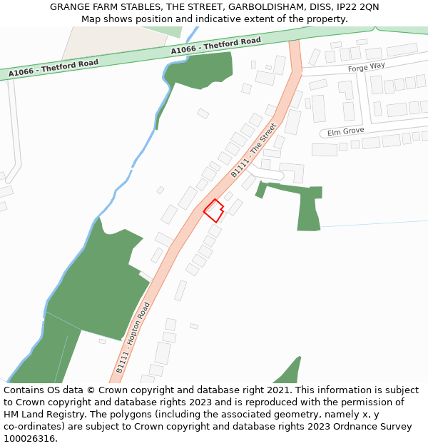 GRANGE FARM STABLES, THE STREET, GARBOLDISHAM, DISS, IP22 2QN: Location map and indicative extent of plot