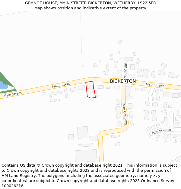 GRANGE HOUSE, MAIN STREET, BICKERTON, WETHERBY, LS22 5ER: Location map and indicative extent of plot