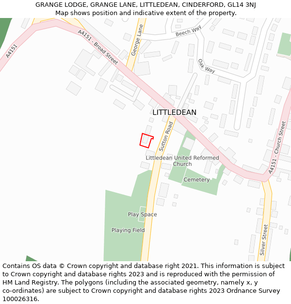 GRANGE LODGE, GRANGE LANE, LITTLEDEAN, CINDERFORD, GL14 3NJ: Location map and indicative extent of plot