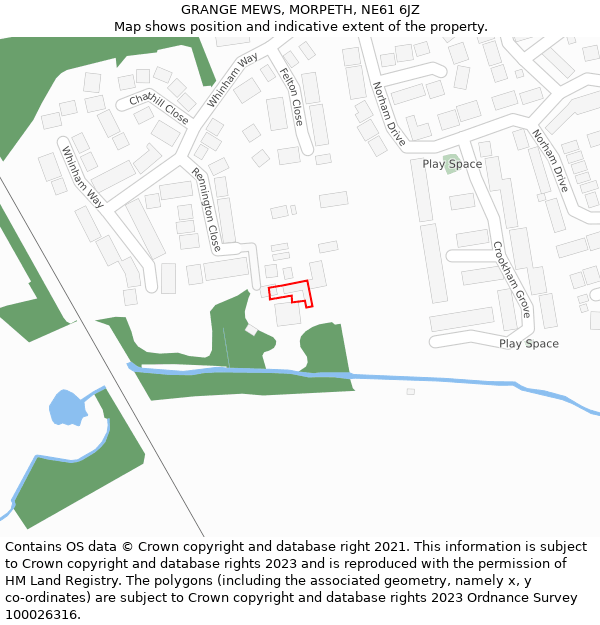 GRANGE MEWS, MORPETH, NE61 6JZ: Location map and indicative extent of plot