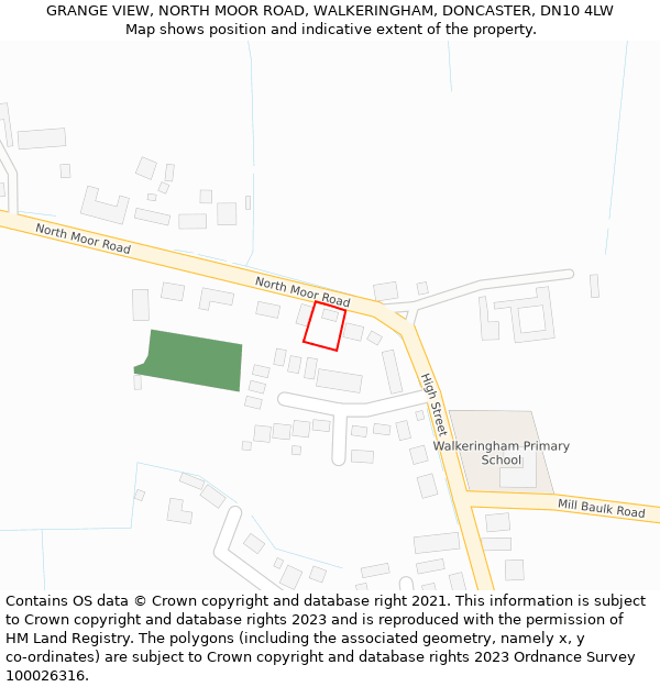 GRANGE VIEW, NORTH MOOR ROAD, WALKERINGHAM, DONCASTER, DN10 4LW: Location map and indicative extent of plot