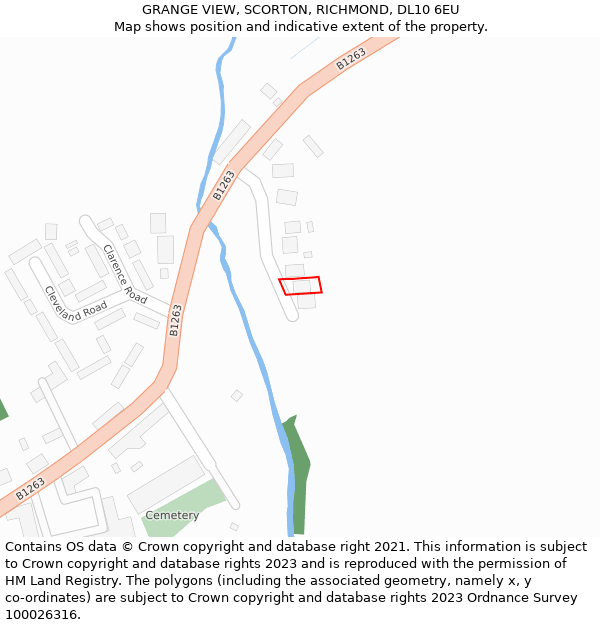GRANGE VIEW, SCORTON, RICHMOND, DL10 6EU: Location map and indicative extent of plot