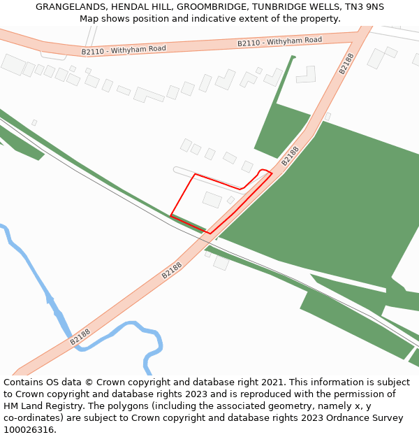 GRANGELANDS, HENDAL HILL, GROOMBRIDGE, TUNBRIDGE WELLS, TN3 9NS: Location map and indicative extent of plot