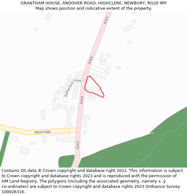 GRANTHAM HOUSE, ANDOVER ROAD, HIGHCLERE, NEWBURY, RG20 9PF: Location map and indicative extent of plot