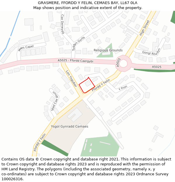 GRASMERE, FFORDD Y FELIN, CEMAES BAY, LL67 0LA: Location map and indicative extent of plot