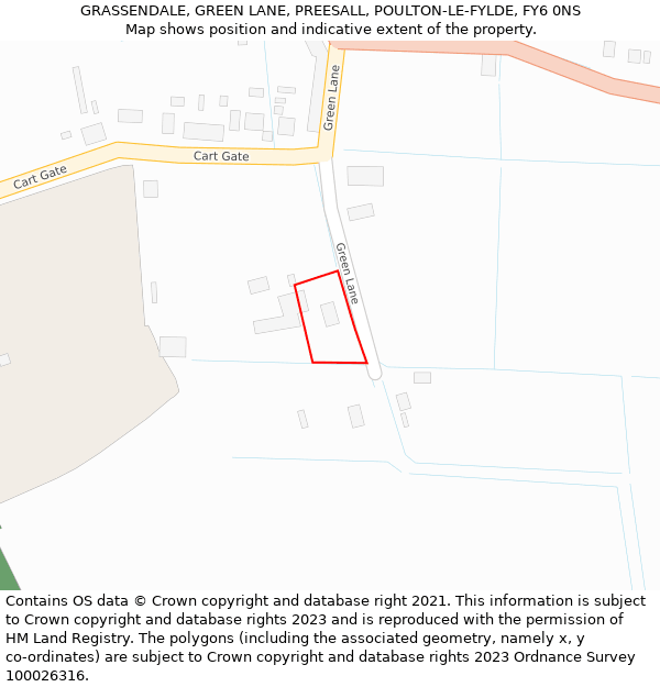 GRASSENDALE, GREEN LANE, PREESALL, POULTON-LE-FYLDE, FY6 0NS: Location map and indicative extent of plot